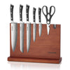 FOHERE Kitchen Knife Set with Magnetic Knife Holder and Sharpener, 7 Pieces Ultra Sharp Chef Knife Set with Ergonomic Handle, Waved Pattern High