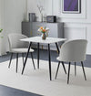 Hallowood Furniture Cullompton Small Dining Table and 2 Chairs Set, Faux Marble White Table and Chairs in Curved Back Light Grey Fabric Upholstery,