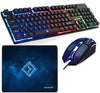 Combrite Raptor Gaming Keyboard And Mouse Set With Large Mouse Pad, Rainbow LED, USB Wired Desktop Combo, UK Layout, For Desktop PC, Laptop, PS4, PS5,