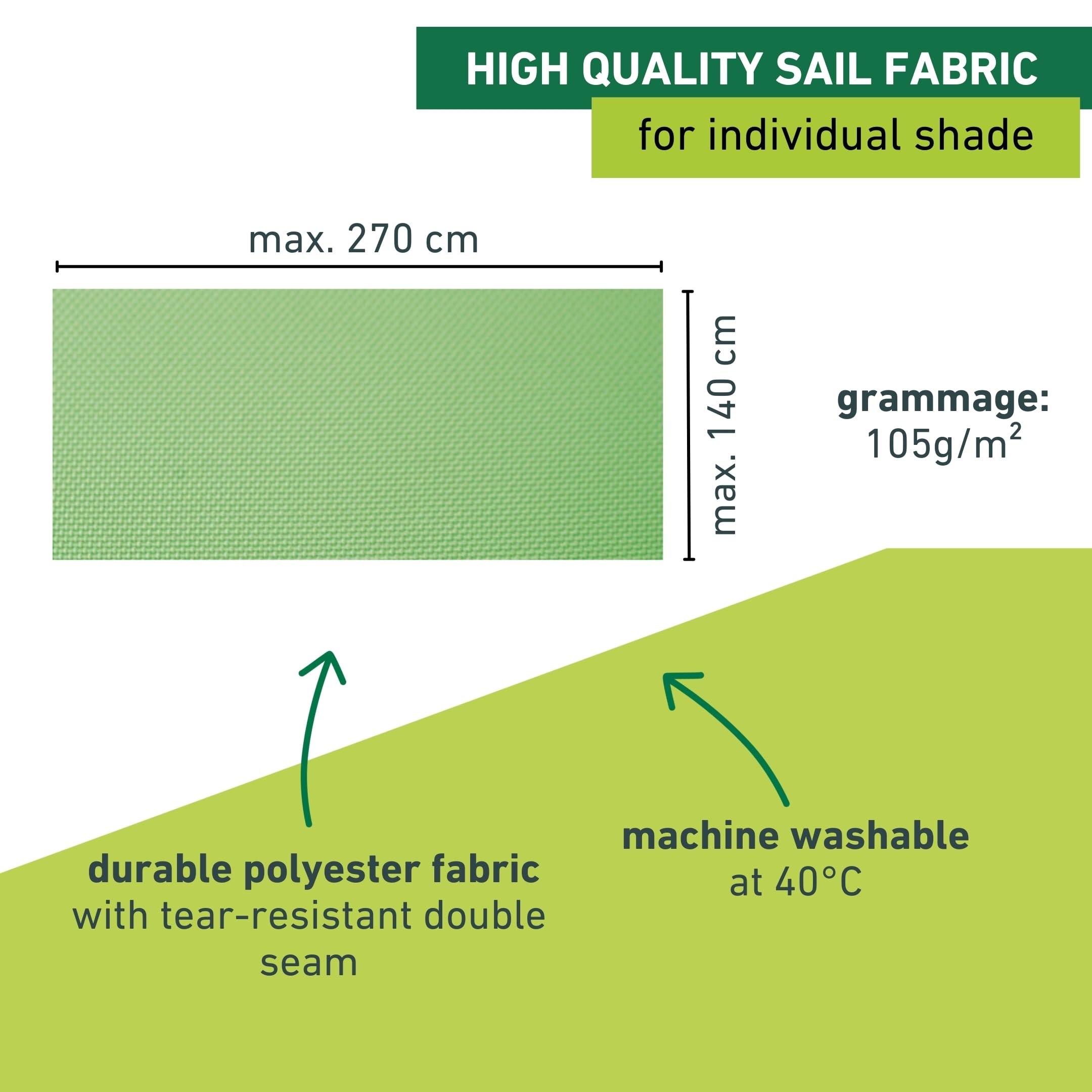 Windhager 10869 rope-pull sun sail set 270 x 140 cm, apple green