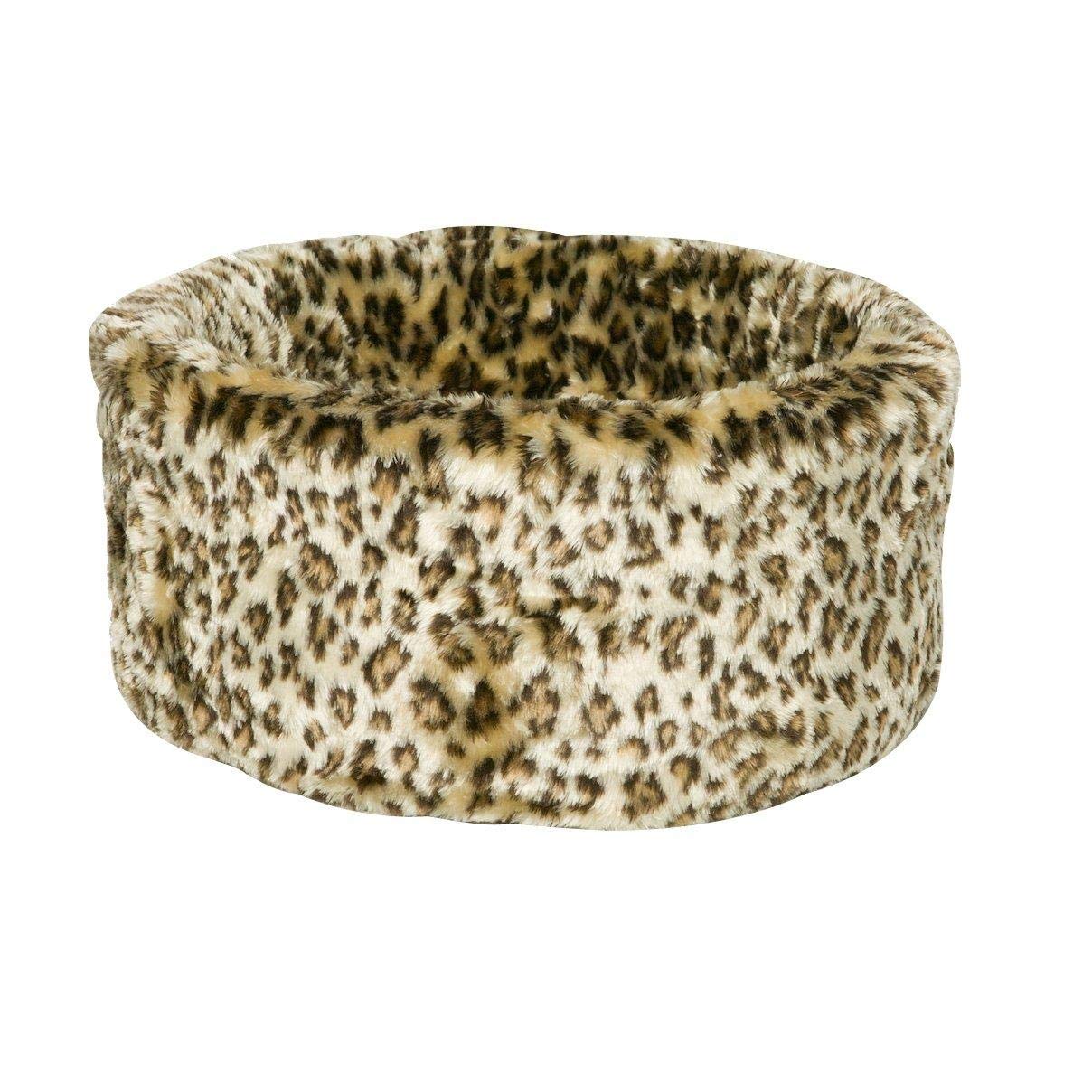 Danish Design Luxury Leopard Print Removable Cushion Round Cat/Kitten Bed Medium 50 cm