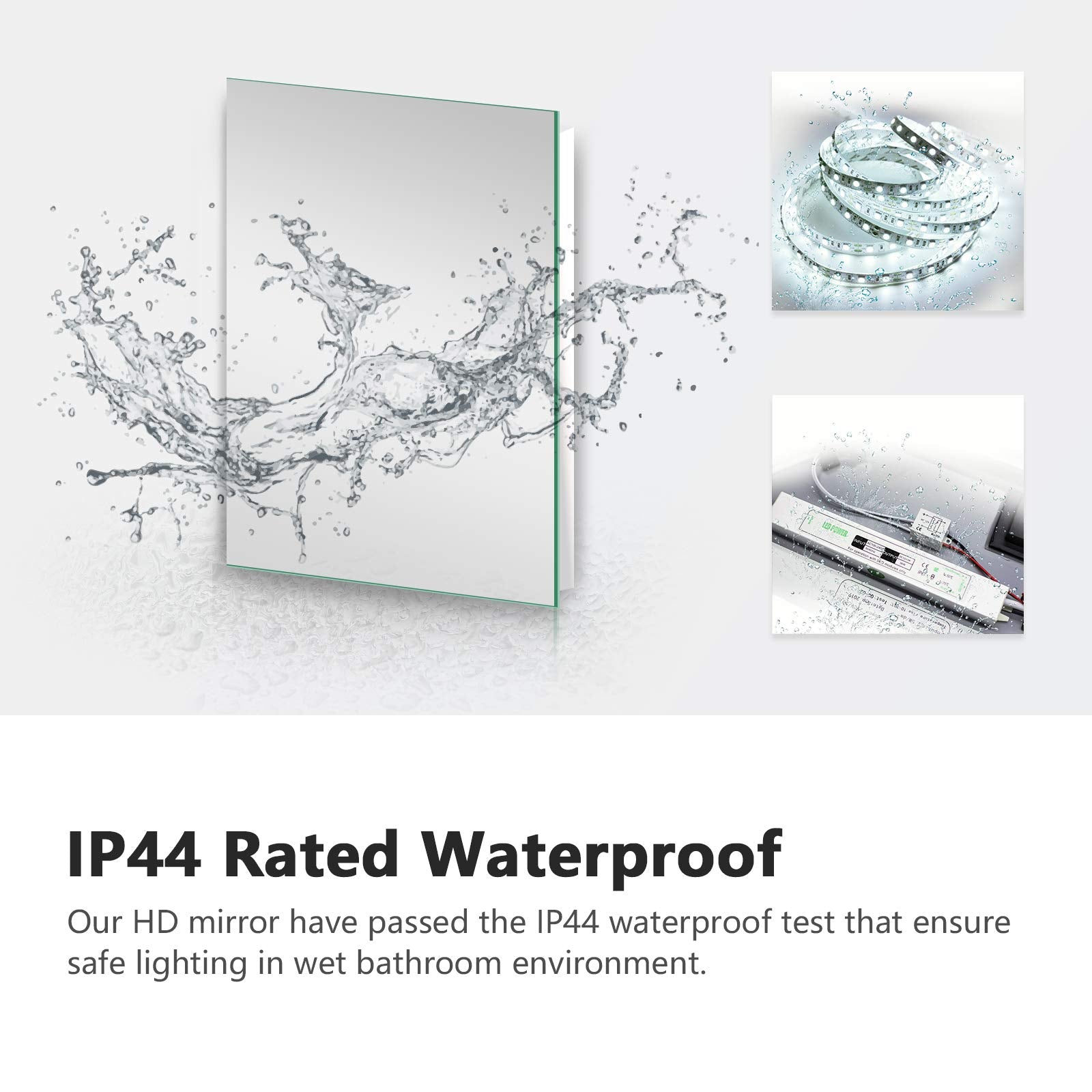 EMKE 450 X 600 mm Illuminated Backlit LED Bathroom Mirror, Wall Mounted Multifunction Bathroom Vanity Mirror with Lights and Demister Pad,