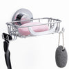 TAILI Silver Soap Dish With Hooks for Shower, Max Hold 5 KG Suction Soap Holder for Bathroom, Bathtub, Wall Mounted, Waterproof, Drill-Free, Removable