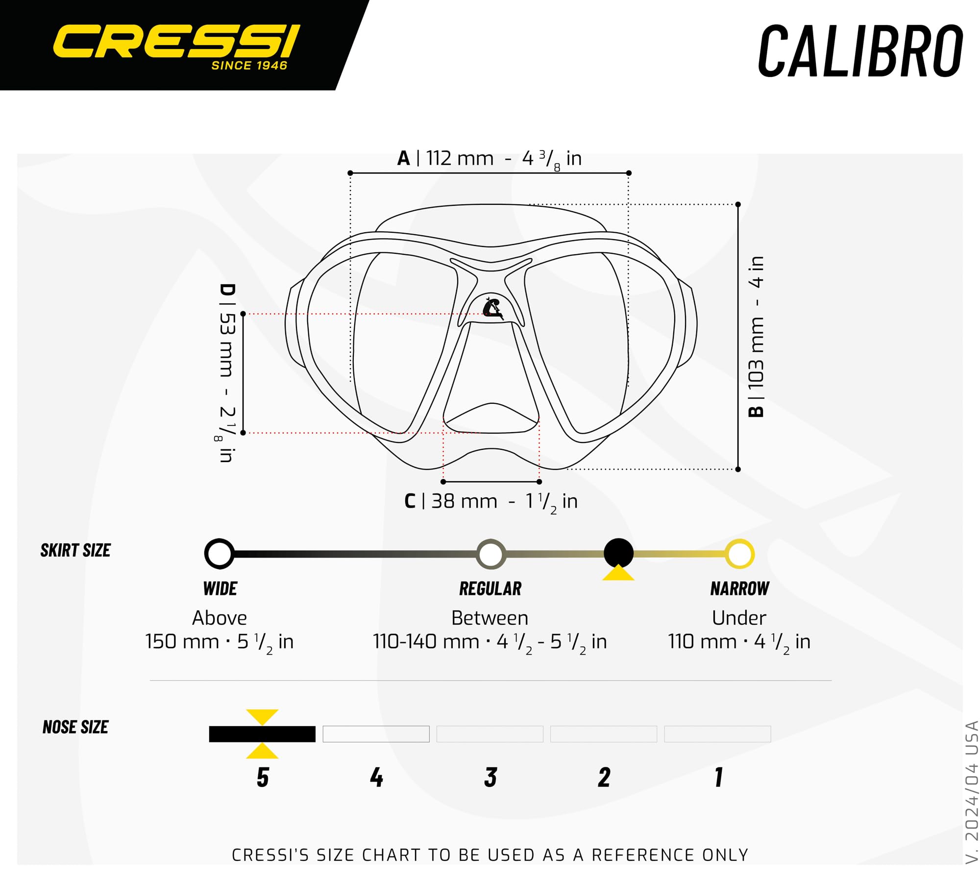 Cressi Calibro FOG STOP SYSTEM - Professional Diving / Snorkeling Mask,Black