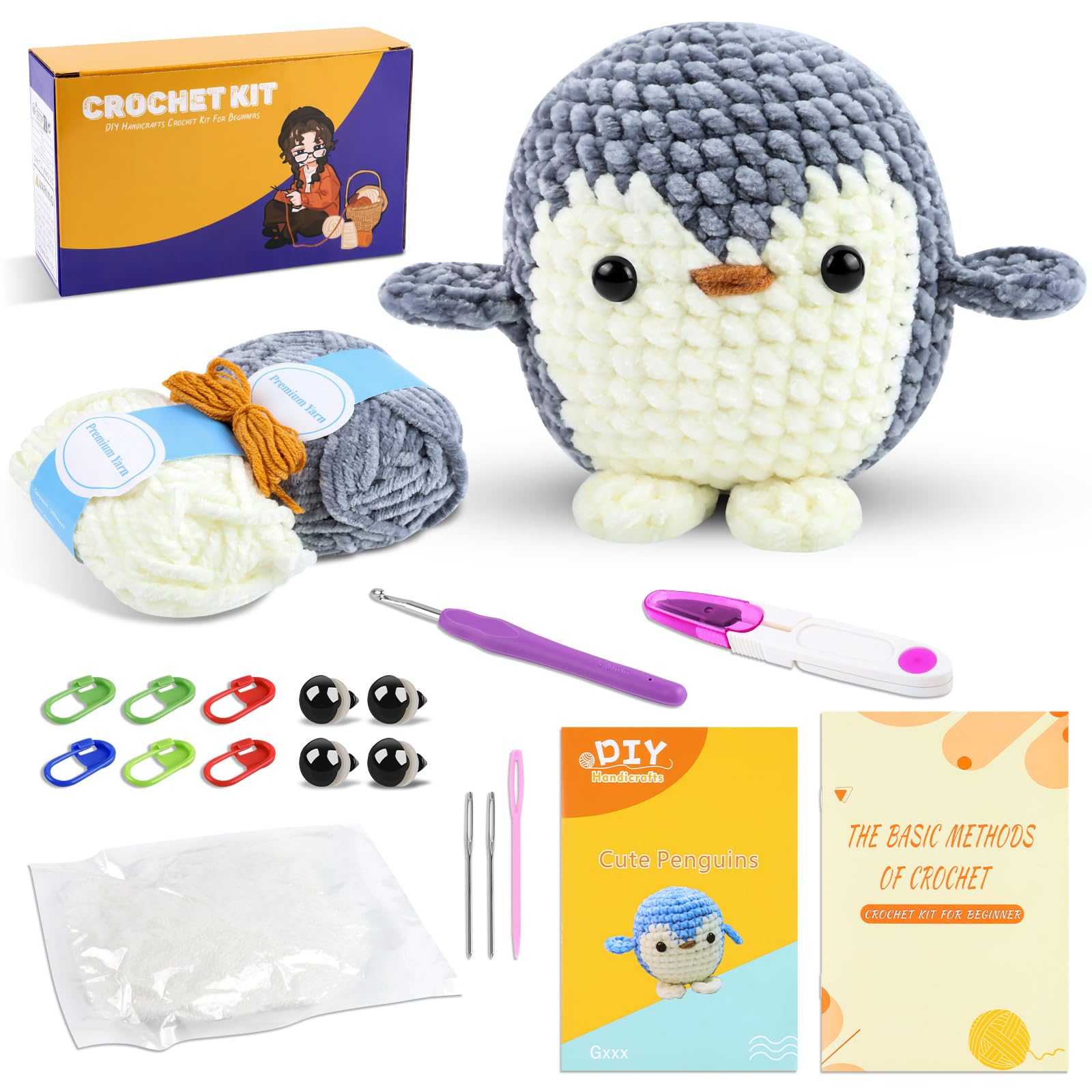 iuqiepo Beginners Crochet Kit, Animal Crochet Kit, Crochet Kit for Beginners, Step-by-Step Video Tutorial, Crochet Kits for Beginners Adults, Crochet