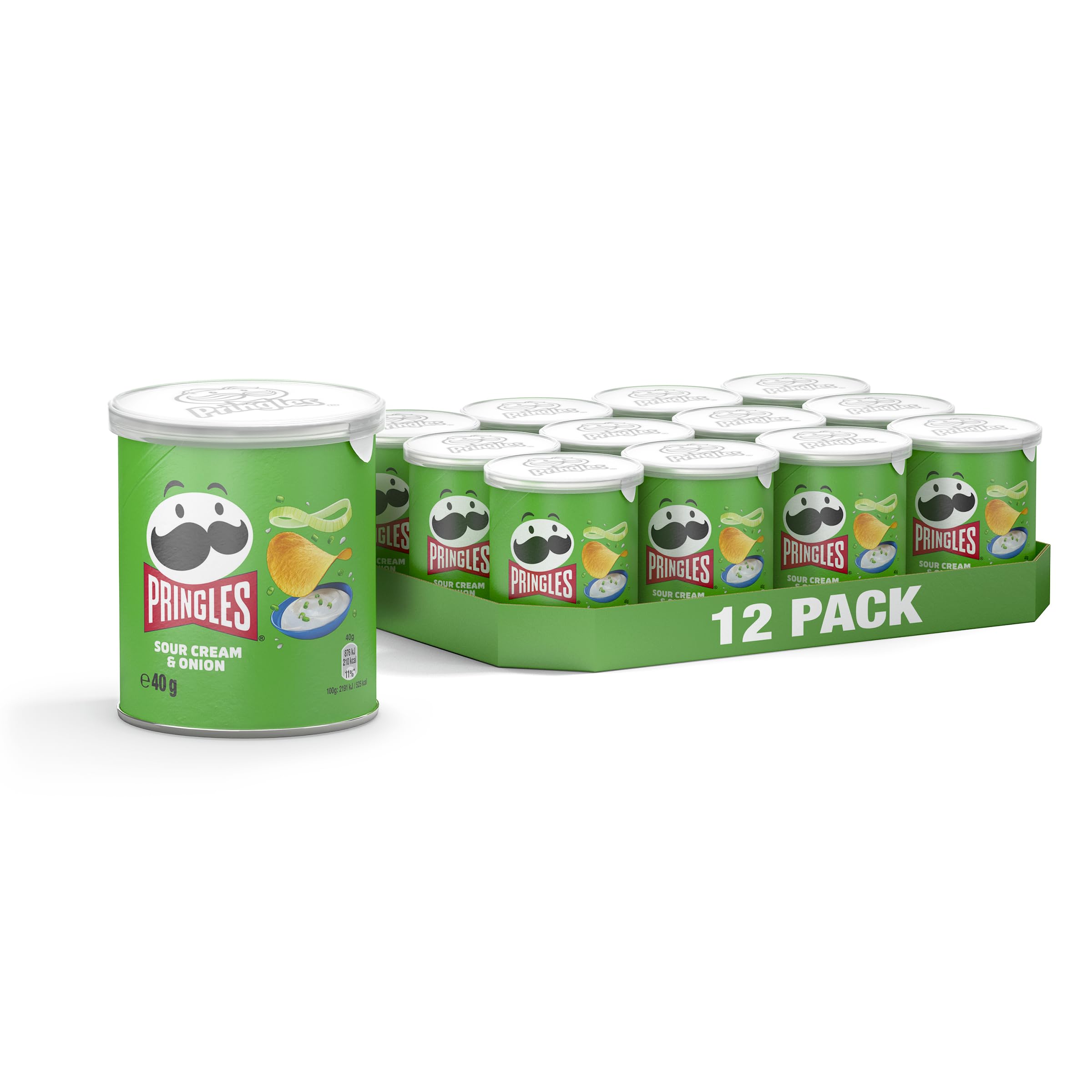 Pringles Sour Cream & Onion Crisps, 12x40 g