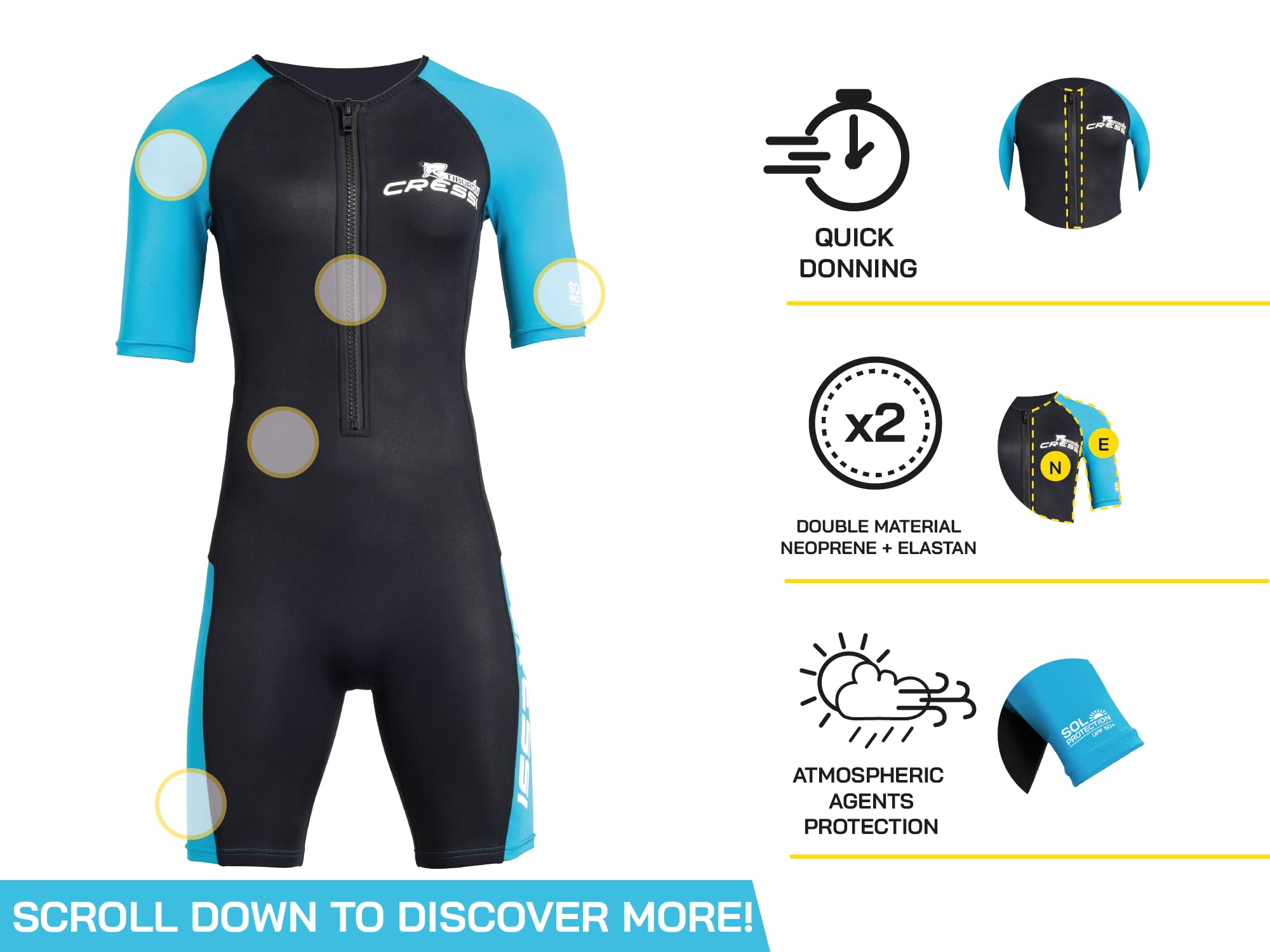 CRESSI Tiburon Lady Shorty Wetsuit 2mm - Wetsuit Shorty Women's made of Neoprene Ultra Stretch 1.5/2mm and Elastane, Black/Pink, XS/1