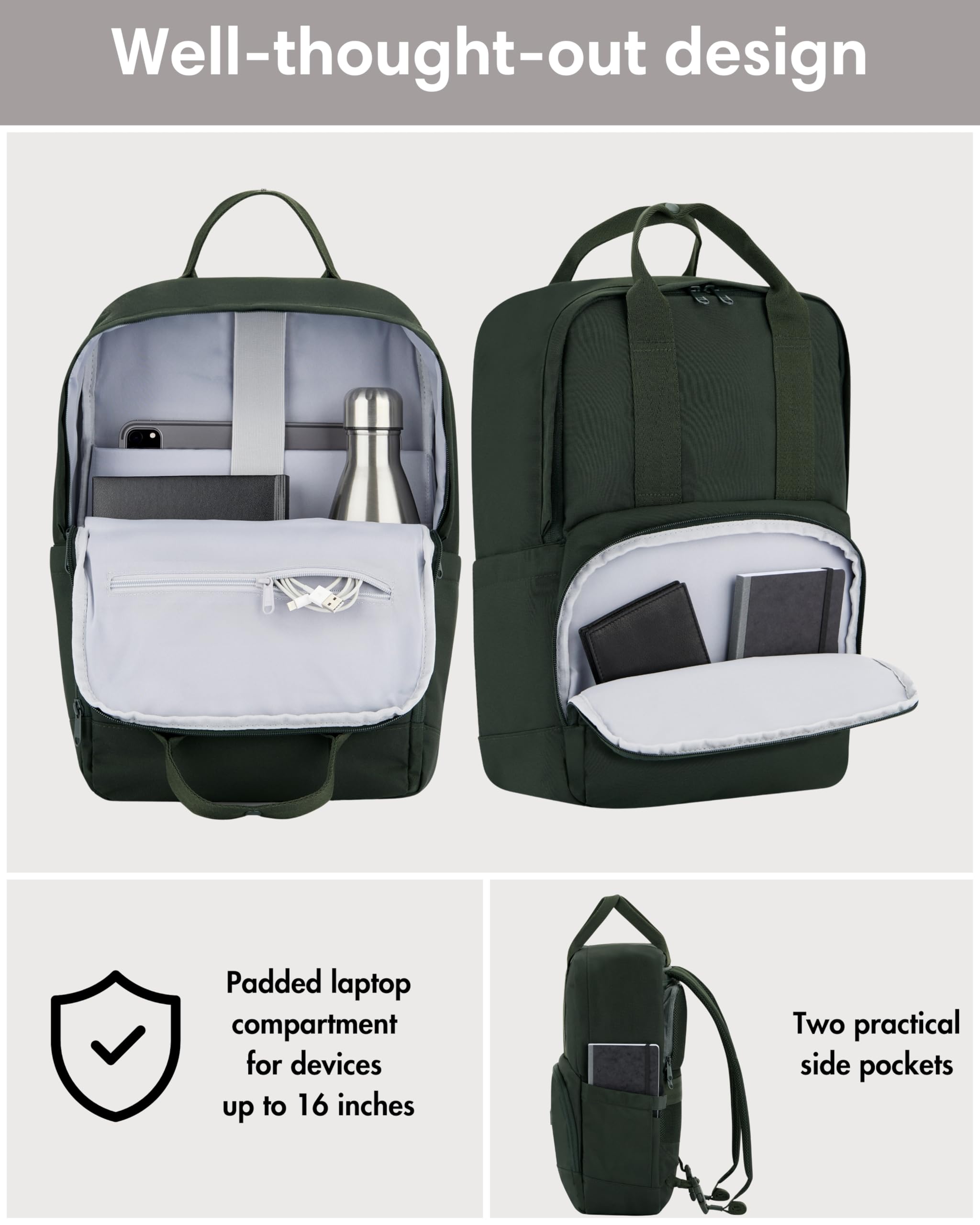 LARKSON Bike Pannier Bag for Bicycles Green - No 6 Bike - 2 in 1 Cycling Backpack & Rear Rack Bag - Cycle Rucksack - Water-Repellent