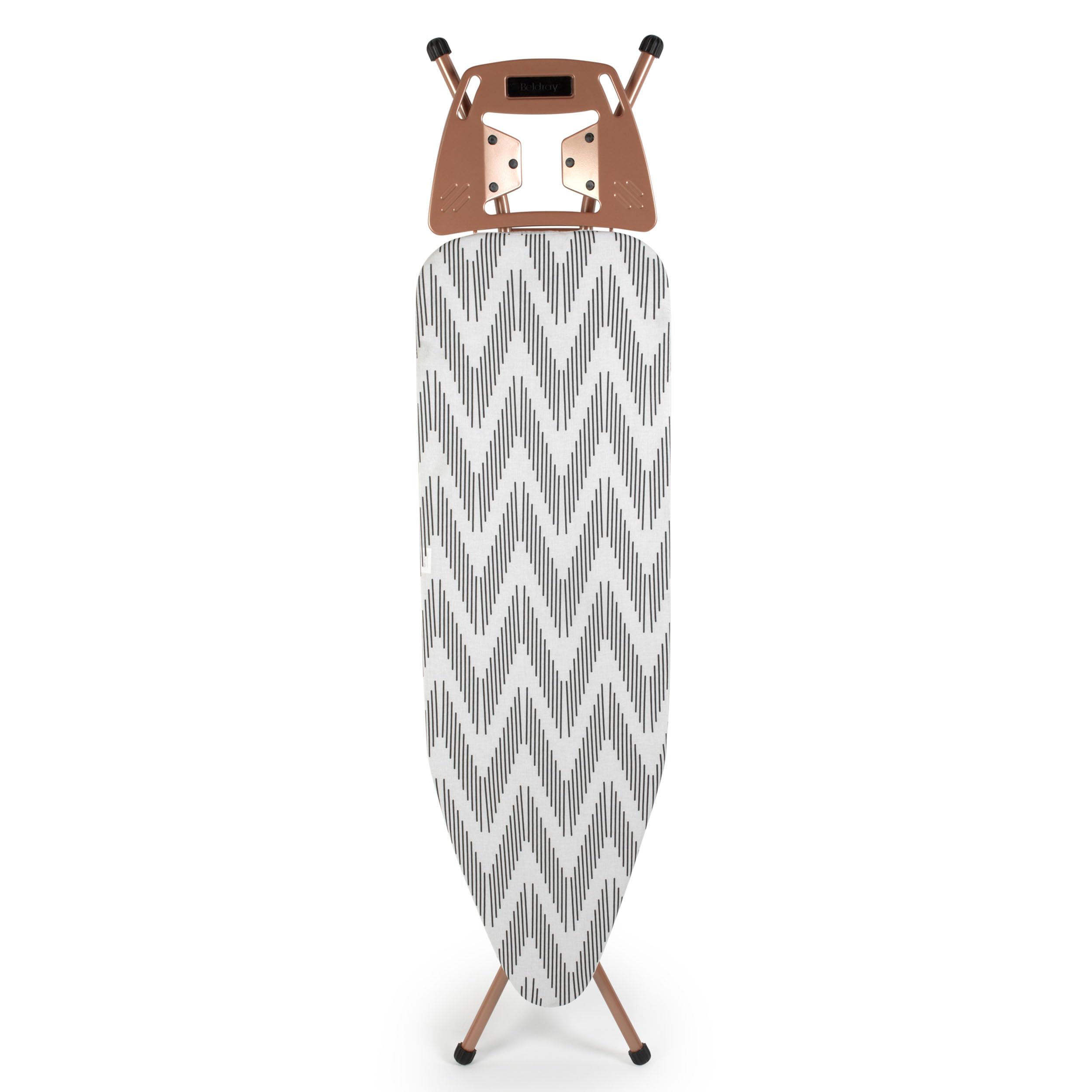 Beldray LA031596ROSEFEU7 Ironing Board - Folding Collapsible Ironing Table, Adjustable Iron Rest, 7 Height Options, Thick Underlay for Smooth Press,