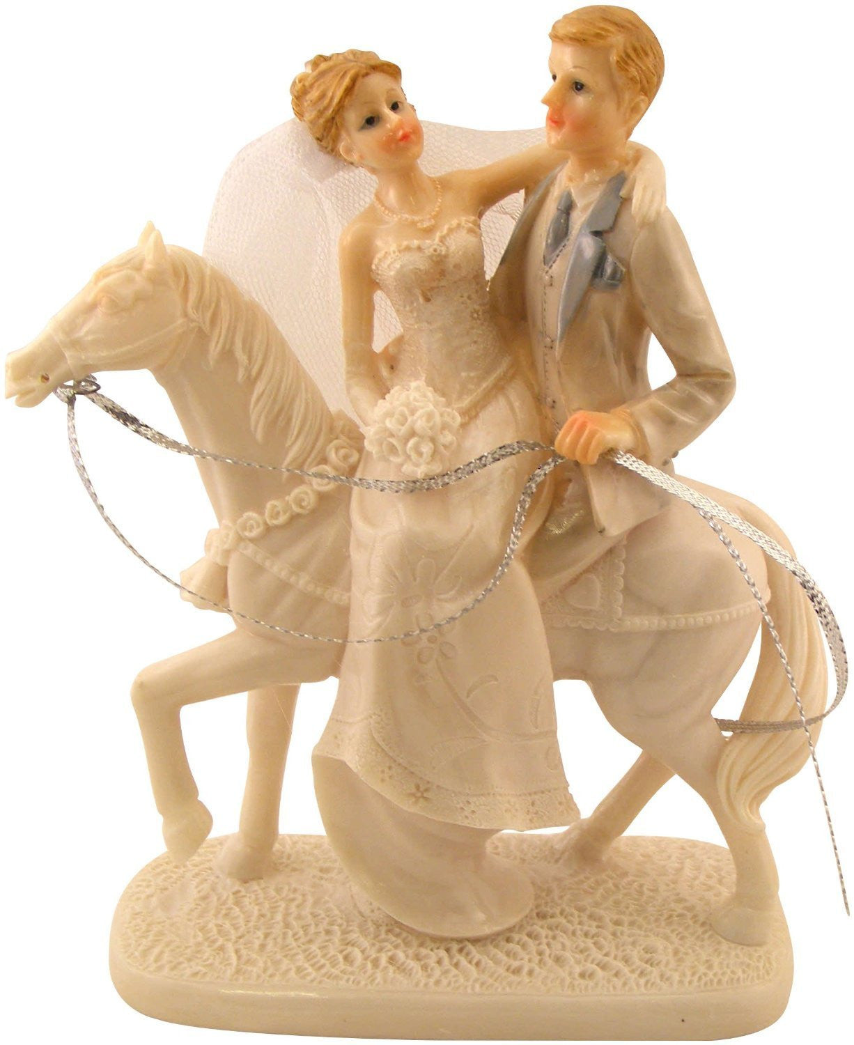 shiny resin bridegroom on horse
