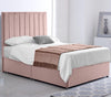 ComfoRest - Plush 3FT Stripe Single Divan Bed with Mattress | Sleek Velvet Frame with Grand 54" Headboard | NO Drawers, Premium Comfort for Modern