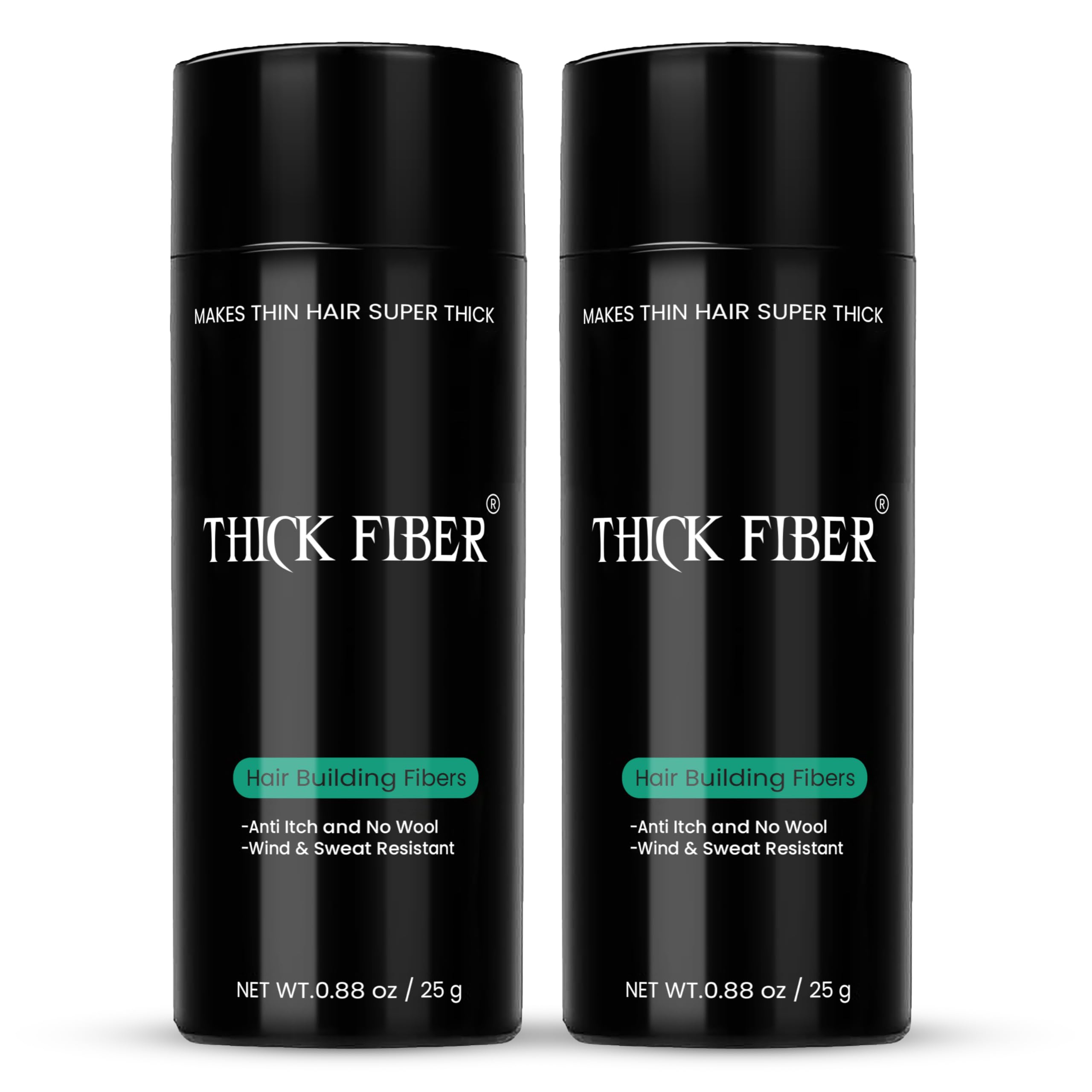 THICK FIBER Hair Fibres (Pack of 2, DARK BROWN) Hair Powder for Thinning Hair 25g Bottle | Make Thin Hair Look Thicker in Seconds | Hair Loss