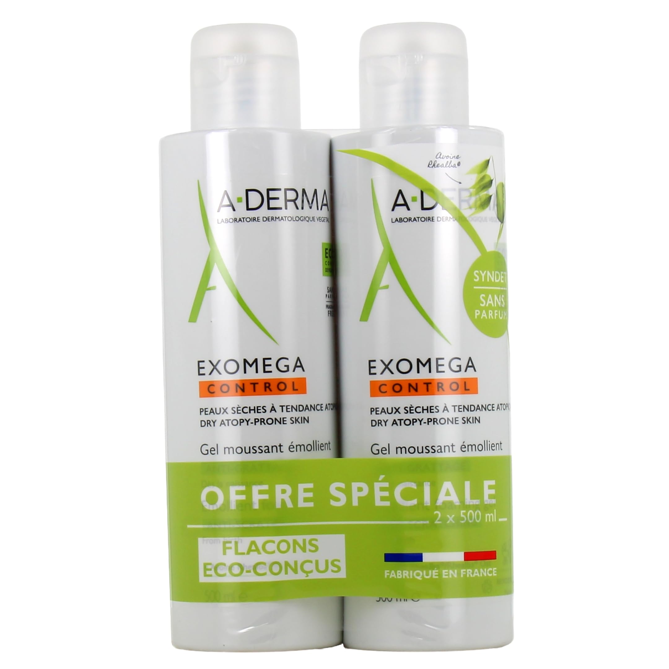 A-DERMA Exomega Control Emollient Foaming Gel Anti-Scratching 2 x 500ml
