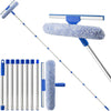 3m Window Cleaning Equipment Cleaner Tool with Long Handle, 2 in 1 Squeegee and Washer Scrubber, Window Washing Kit for Indoor Outddoor High Windows