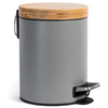 Kazai. 5L Designer Bathroom Bin | Superior Bamboo | Soft Closing | Anti-Finger | Grey
