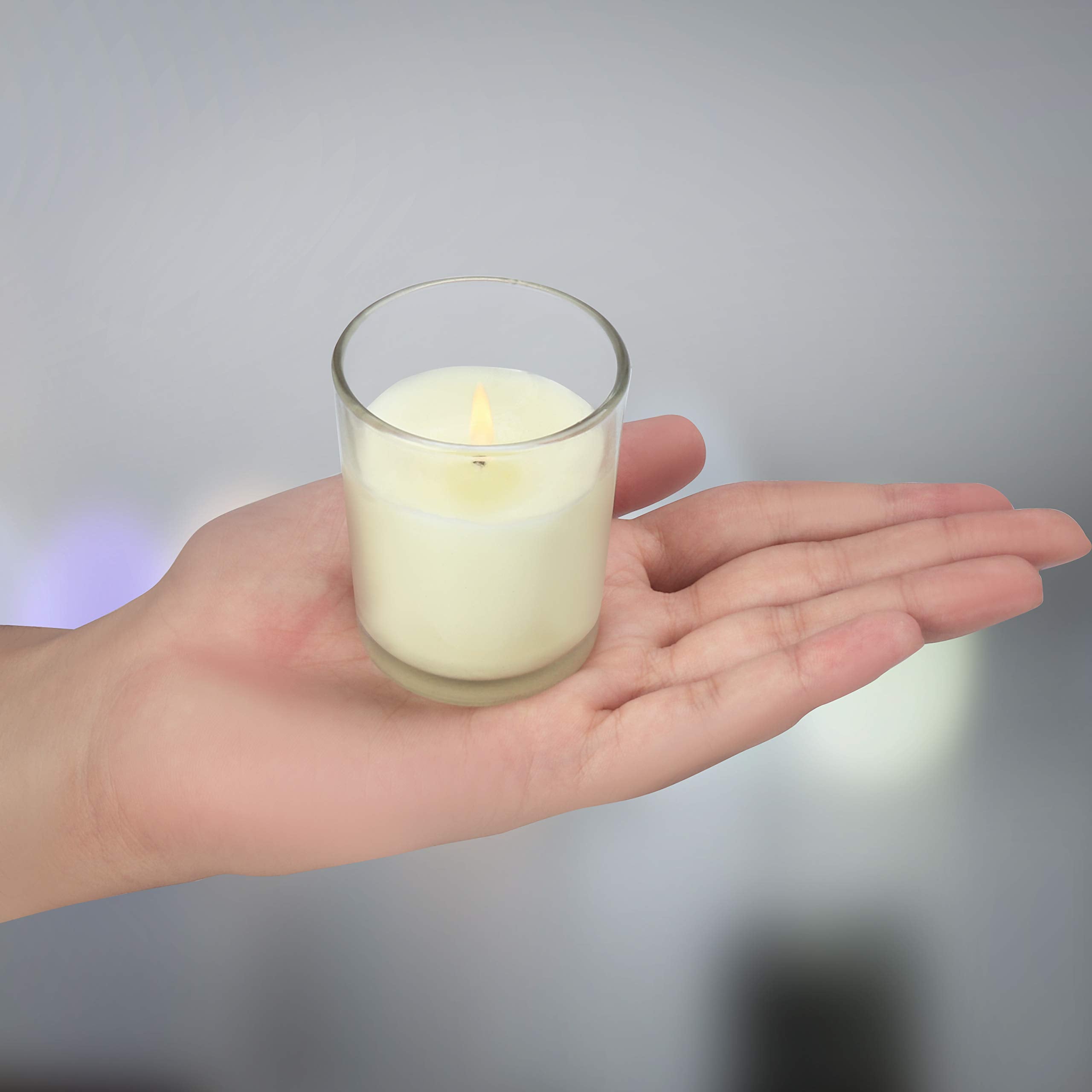 Belle Vous Unscented Clear Glass Filled Votive Candles (24 Pack) - 12 Hour Burn Time - Clear Glass Holders with Hand Poured Warm White Wax Candles -