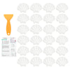 sourcing map 24Pcs Non-Slip Bathtub Stickers, 9x7 cm Shell Shape Shower Floor Non Slip Stickers with Scraper for Bathroom Shower Stairs Ladders, White