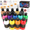 Nicpro 14 Colors 8.45oz Acrylic Pour Paint Supplies Kit, Large Volume Premixed High Flow Painting Bulk Set with Canvas, Wood Natural Slices, Pouring
