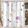 Lerores Shower Curtain, 240 x 200 cm, Purple Flower, Weighted Hem, Anti-Mould, Water-Repellent, Washable Polyester Bath Curtains with 16 Eyelets and