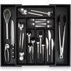 budu Cutlery Tray #50 (Depth 50 cm) Made of Bamboo - Black - Drawer Organiser System for the Kitchen - Cutlery Tray for Bamboo Drawers - Extendable -
