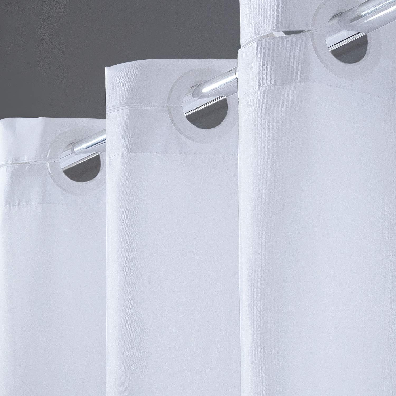 Furlinic Fabric Shower Curtains Polyester Lurxury White Waterproof and Mould Resistant Curtain Liner with Weight Tape for Wet Room or Bath 47x80 Inch.