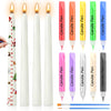 Bolosa Candle Painting Kit to DIY Advent Candles Christmas, Includes 4 Pcs 10'' White Taper Candles with 10 Colours Candle Pens and 2 Pcs Paint