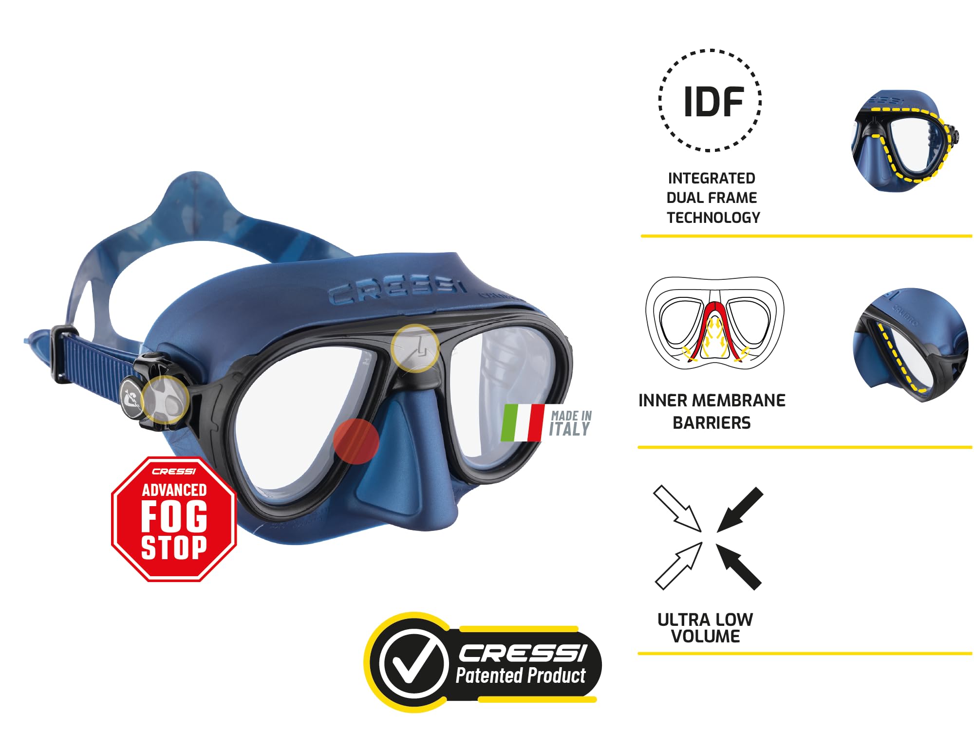Cressi Calibro Diving Mask - Blue Nery, Uni