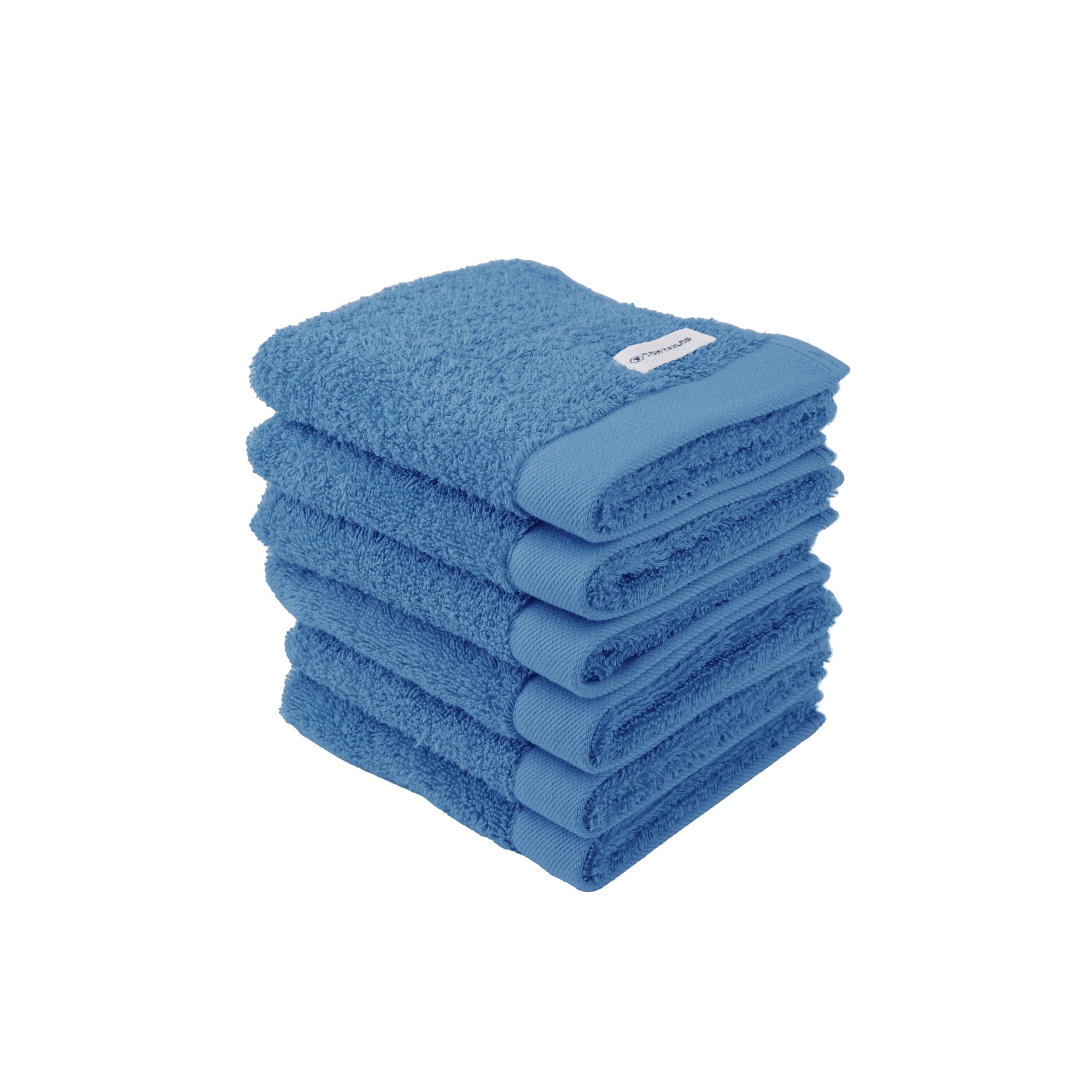Herding Tom Tailor Guest Towels, Set of 6, 30 x 50 cm, 100% Cotton/Terry Towels, with Hanger and Label with Logo, Colour Bath Towel, Cool Blue
