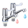 2pcs eTrademart Bathroom Basin Taps Pair, 1/2" BSP Chrome-Plated Brass Lever Sink Taps for Bathroom Basin & Kitchen, Separate Hot & Cold Tap Set with