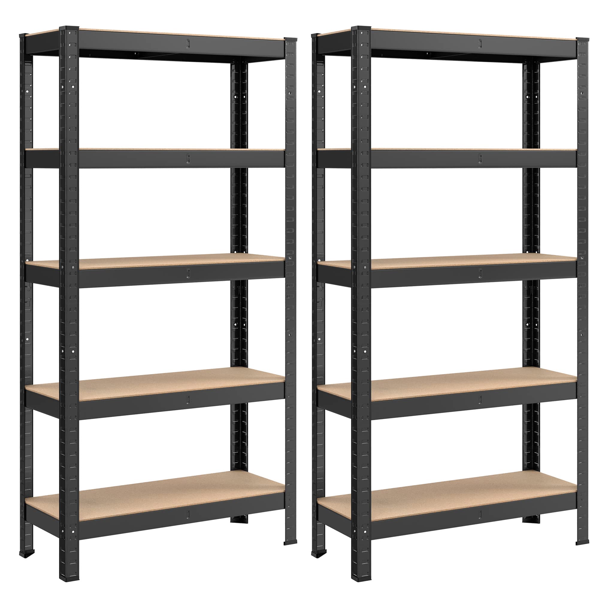 SONGMICS GLR030B22 Set of 2 Shelving Units with 5 Shelves, Steel Shelves, Quick Assembly for Garage, Warehouse, Utility Room, Load Capacity 650 kg, 30