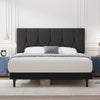 Yocreat Small Double Bed Frame, Black, Upholstered Wooden Slat Bed Frame with Headboard, Easy Assembly, Underbed Storage, No Box Spring Needed 120?190
