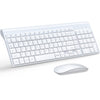Wireless Keyboard and Mouse Ultra Slim Combo, TopMate 2.4G Silent Compact USB 2400DPI Mouse and Scissor Switch Keyboard Set with Cover, Batteries