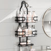 FOXWHALE Hanging Shower Shelf - Shower Shelf for Hanging with Shaving Stand & Soap Holder and Multiple Hooks, Black, No Drilling, Hanging Shower