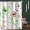 Lerores Shower Curtain 120 x 200 cm, Flowers Drawing Anti-Mould Textile, Weighted Hem, Water-Repellent, Washable Polyester Bath Curtains with 8