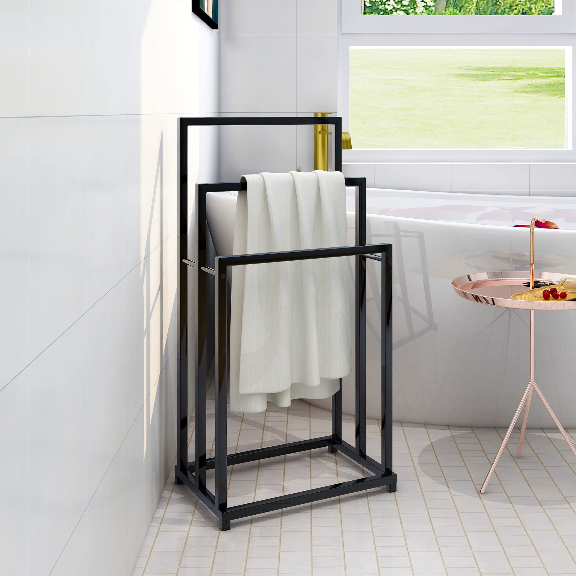 Towel Rack,Towel Bar,Hand Towel Holder,Modern Metal Freestanding 3 Tier Towel Rack Storage Organizer Washcloths Holder for Bathroom living room