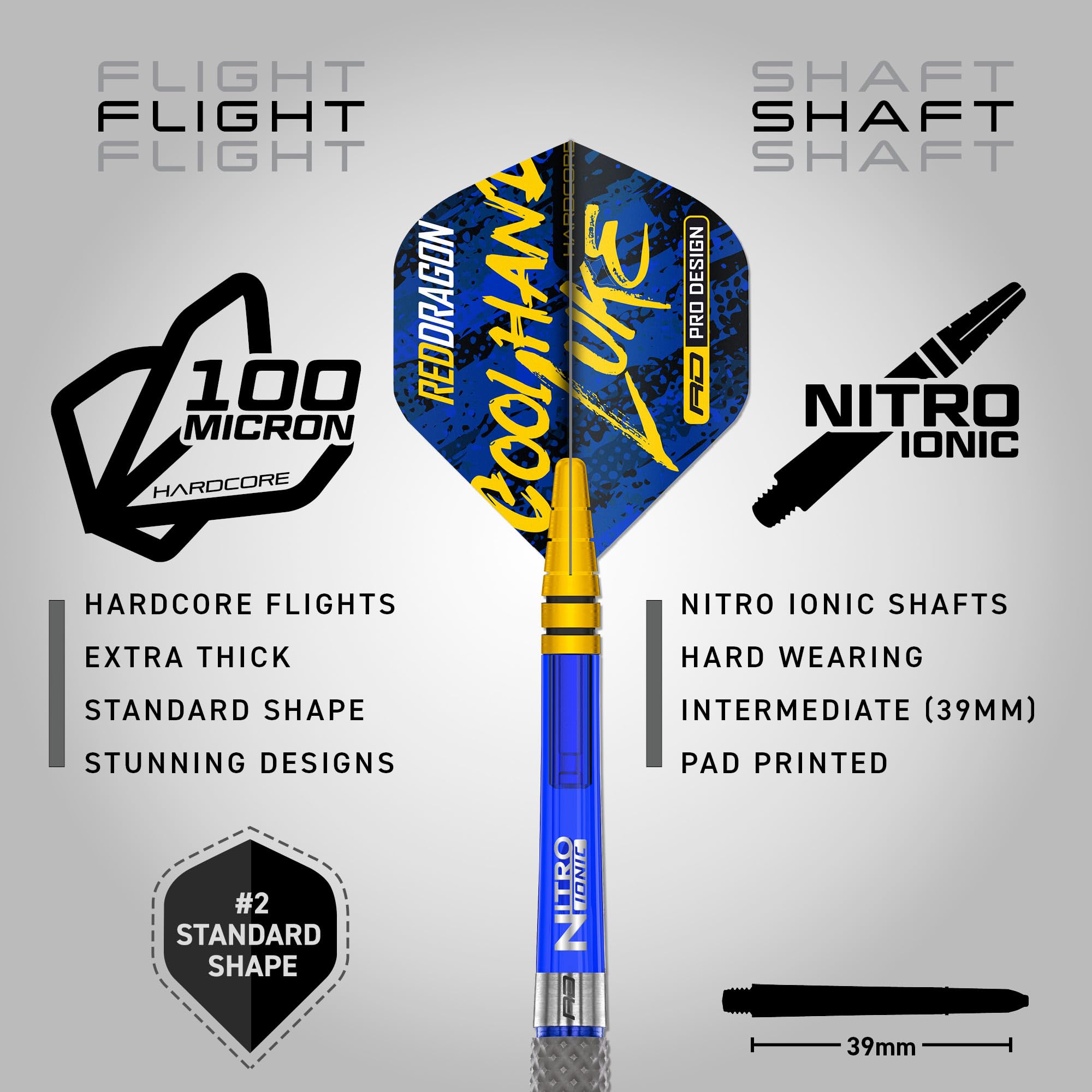 RED DRAGON Luke Humphries TX2 Atomised 22 Gram Premium Tungsten Darts Set with Flights and Stems