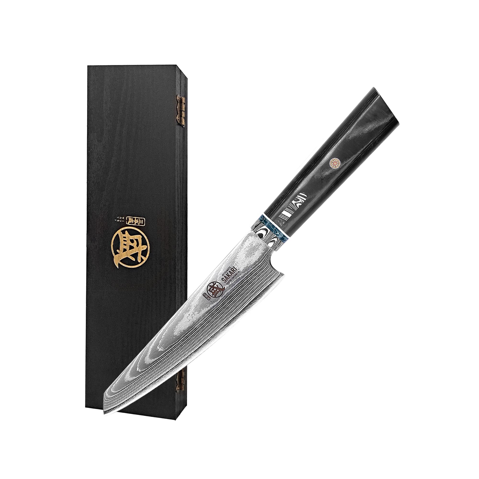 MITSUMOTO SAKARI Japanese Small Chef Knives, 4.5 inch Professional Kitchen Knives, Hand Forged Fruit Knife Made of HAP40 Powder Steel (Micarta Handle