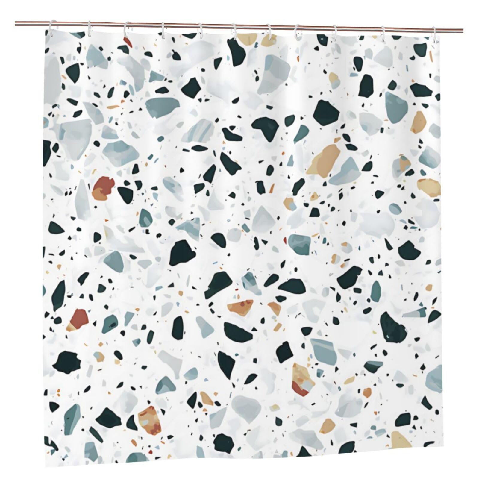 Newhomestyle Modern Terrazzo Shower Curtains, Modern Art Quick Dry Bath Bathroom Curtain, Waterproof Washable Polyester Fabric Bathtub Curtain Decor