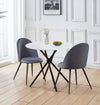 Hallowood Furniture Cullompton White Marble Effect Small Round Dining Table and Chairs Set 2, Space Saving Table and Chairs in Curved-back Grey