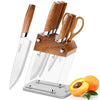 Acrylic Kitchen Knife Set - 6 Piece Knife Set,Clear Knife Base and Stainless Steel Blade, Carries Scissors ?Paring, Utility, Carving, Bread and