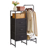 Aibiju Chest of Drawers with Shelves and Hanging Rod, 3 Drawers Small Coat Hanger, Reversible Clothes Rack for Hallway Entryway Bedroom Living Room,