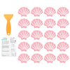 sourcing map 20Pcs Non-Slip Bathtub Stickers, 9x7 cm Shell Shape Shower Floor Non Slip Stickers with Scraper for Bathroom Shower Stairs Ladders, Pink