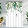 Lerores Shower Curtain, 120 x 200 cm, Green Leaves, Weighted Hem, Anti-Mould Textile, Water-Repellent, Washable Polyester Bath Curtains with 8 Eyelets