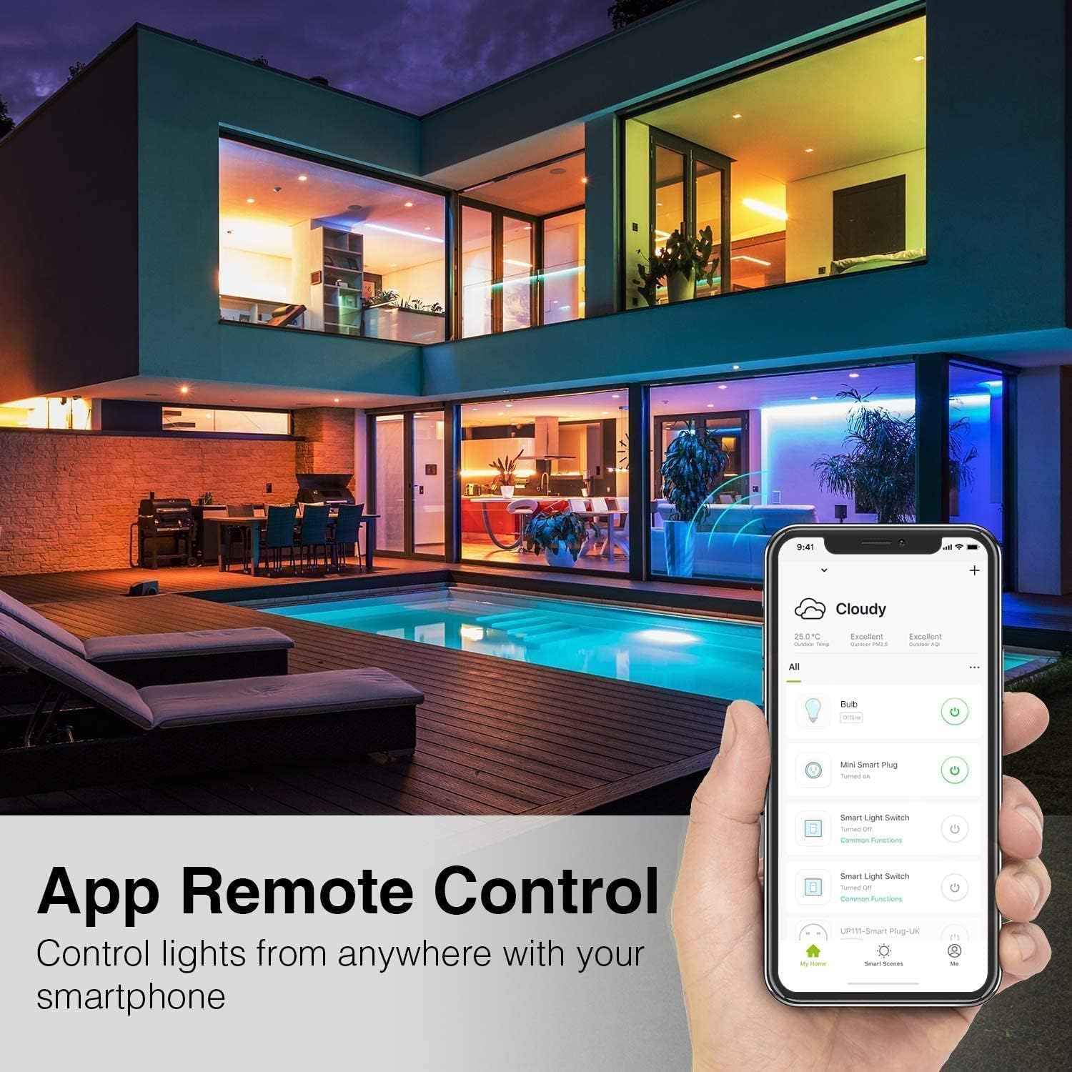 Smart MR16 GU5.3 LED Bulbs,APP Controls RGB MR16 GU5.3 Light Bulbs Compatible with Alexa and Google Home,450LM 12V GU5.3 Bi-Pin Base,MR16 Colour