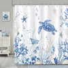 Bonhause Blue Ocean Turtle Shower Curtain, Underwater World Nautical Bathroom Curtain 180 x 180 cm Waterproof Mildew and Mould Resistant Polyester