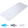 Oxford Homeware Shower Bath Mat Non Slip Anti Mould - Clear 100X40 cm Shower Mat for Bathtub and Bathroom with Drain Holes and Strong Suction Cups