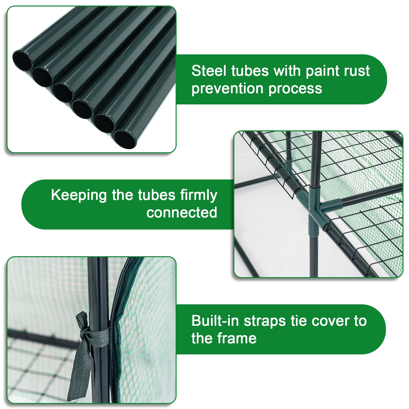 D4P Display4top Greenhouse Portable Outdoor Small Green Houses with PE Cover,143 x 143 x 195 cm