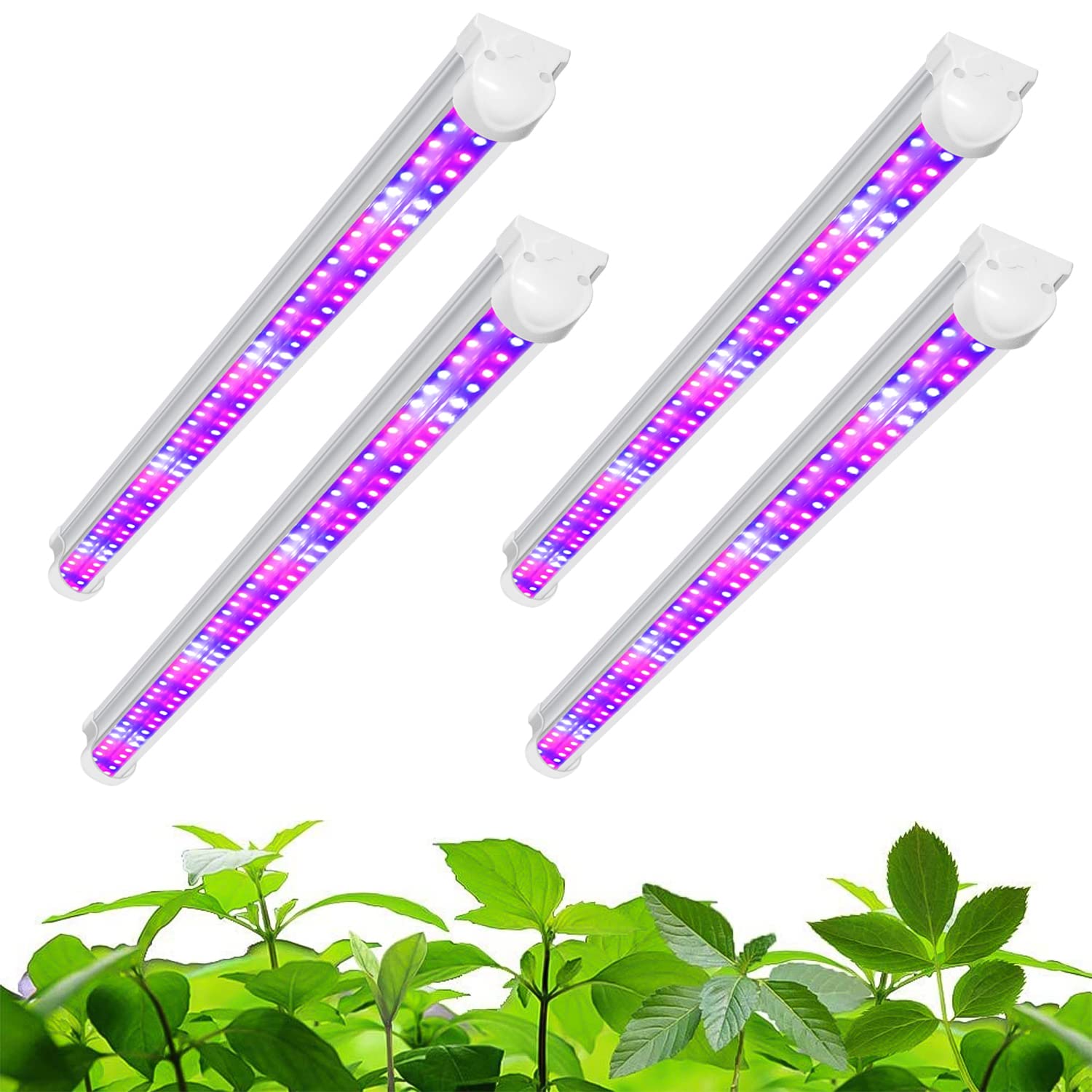 wolezek Grow Lights for Indoor Plants, 2FT T8 Full Spectrum Led Grow Light, with Dasiy Chain Design, 384LEDs(4/Pack) Plant Grow Lamp for Seedlings,