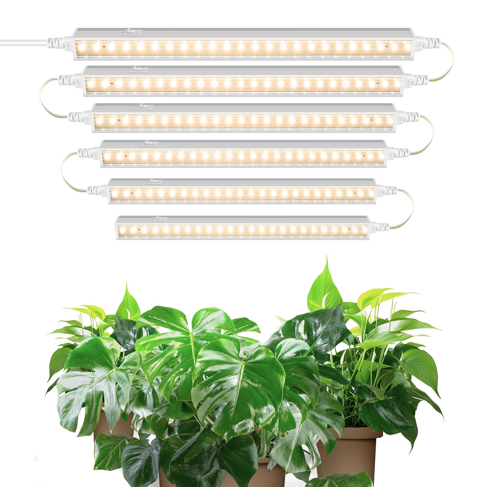 Barrina T5 1FT Grow Lights for Indoor Plants, Yellow, Full Spectrum Sunlight, 30W(6 x 5W) Linkable Indoor Plant Lights, LED Grow Light Strip with
