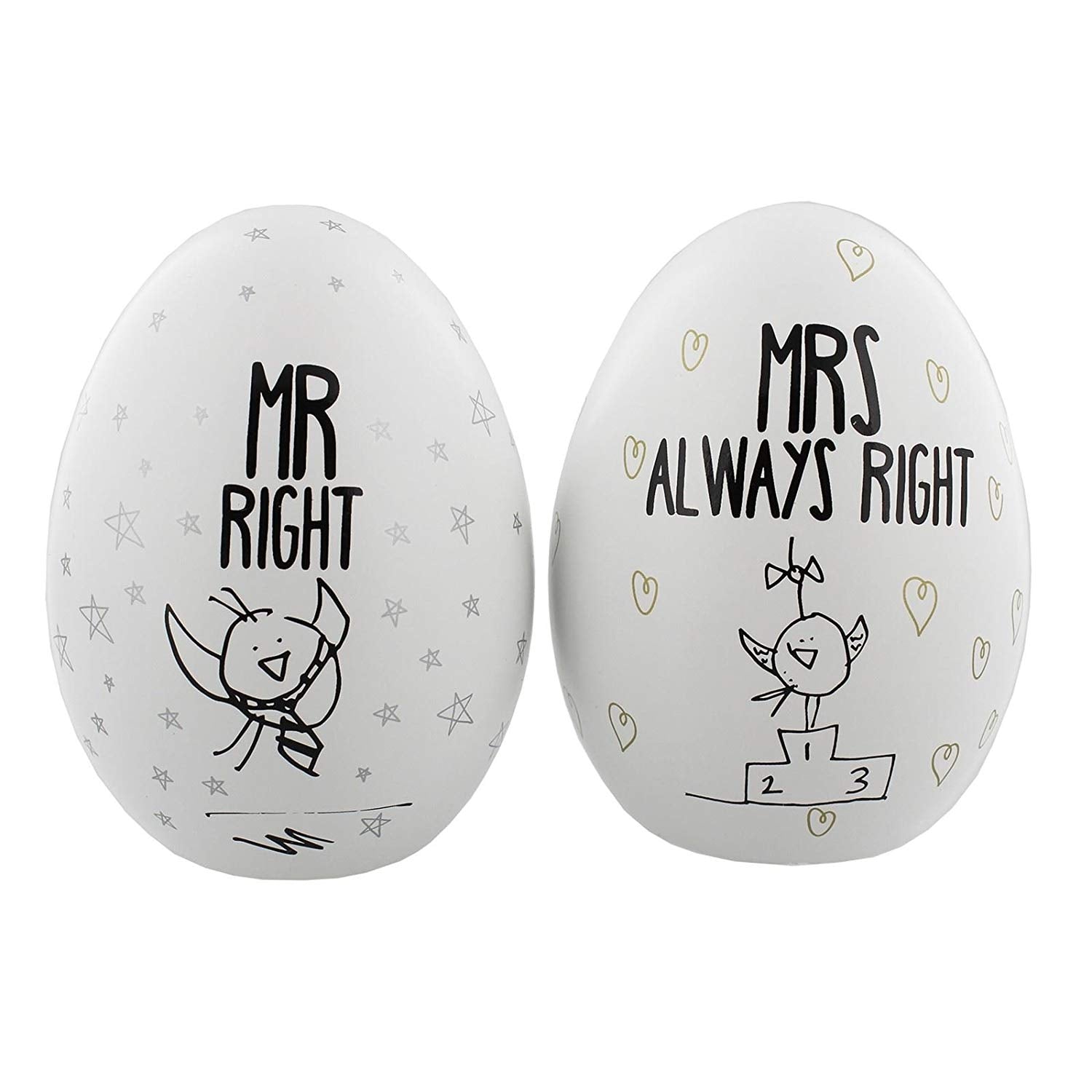 Eggcellent Pair Nest Eggs Mr Right and Mrs Always Right